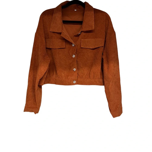 Corduroy Cropped Jacket Rust Color Sz2X - Picture 2 of 8